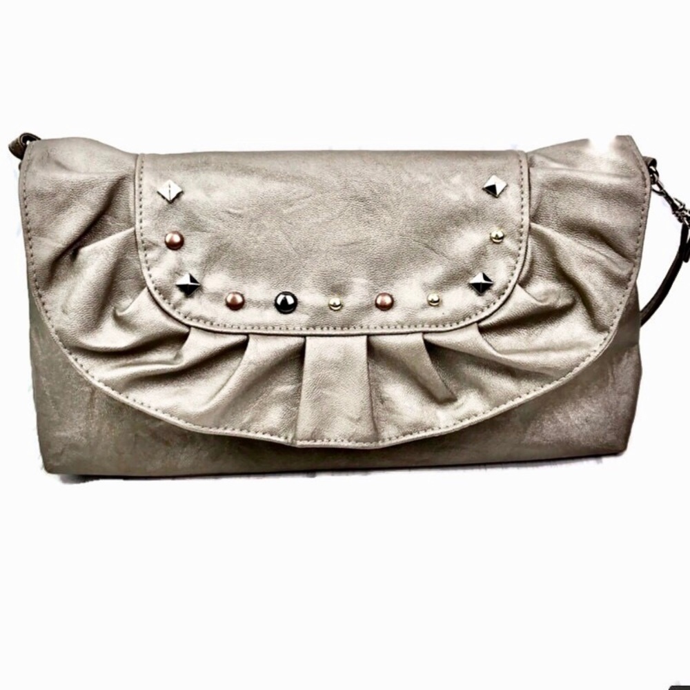 Airwalk Bronze purse ruffle and studded detail